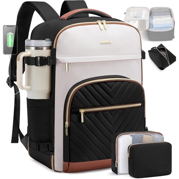 40L Travel Backpack for Women & Men TSA Personal Item Travel Bag Fits 18